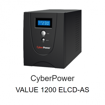 CyberPower VALUE 1200 ELCD-AS (เครื่องสํารองไฟคอมพิวเตอร์ขนาด 1,200 VA / 720 Watts มีจอ LCD) : Black (สีดำ) (โปรโมชัน)