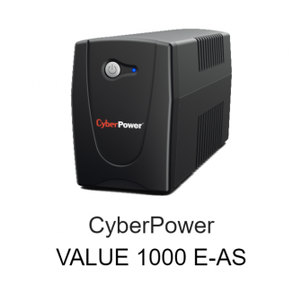 CyberPower VALUE 1000 E-AS (เครื่องสํารองไฟคอมพิวเตอร์ขนาด 1,000 VA / 550 Watts) : Black (สีดำ)