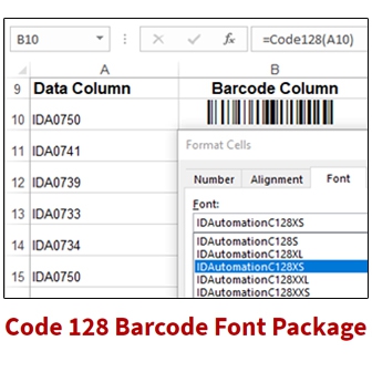 IDAutomation Code 128 Barcode Font Package (แพ็กเกจฟอนต์บาร์โค้ดแบบ Code 128) : Single User License (Perpetual License)
