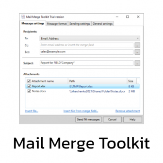 Mail Merge Toolkit (ปลั๊กอินสำหรับ Microsoft Office ใช้ส่งอีเมลไปยังลูกค้า หรือกลุ่มเป้าหมายจำนวนมาก) : Standard V.5.0 Single User License (Perpetual License)
